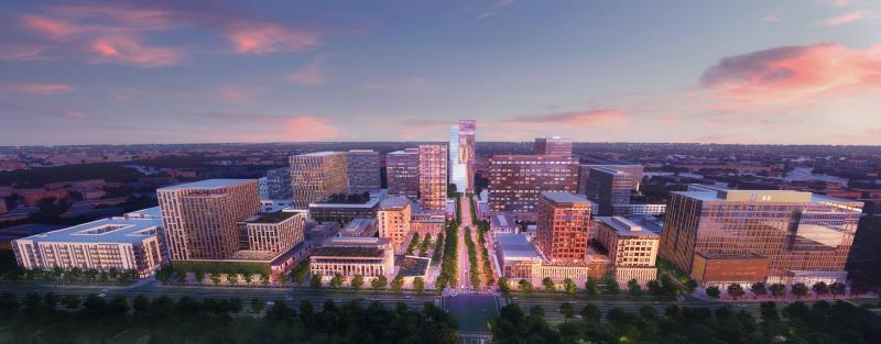 Aerial rendering of the Uptown ATX development